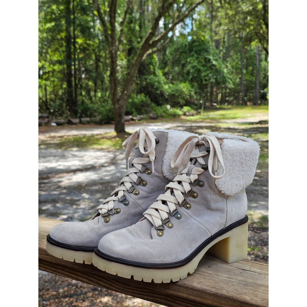 Miim Womens Tan Faux Suede Sherpa Hiker Boots Lug Sole Apres Ski Chalet Size 9